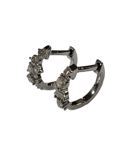 Diamond cluster huggie earrings