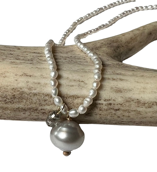 Pearl and diamond necklace