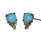 Turquoise and white diamond stud earrings