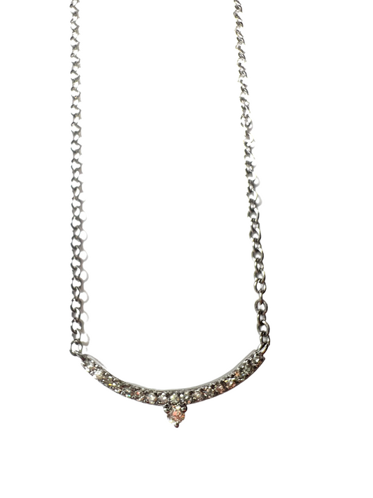 Diamond curved bar necklace