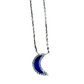 Lapis and white diamond crescent moon necklace