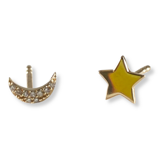 Moon And Star Studs