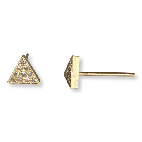 Yellow Gold Triangle Stud Earrings