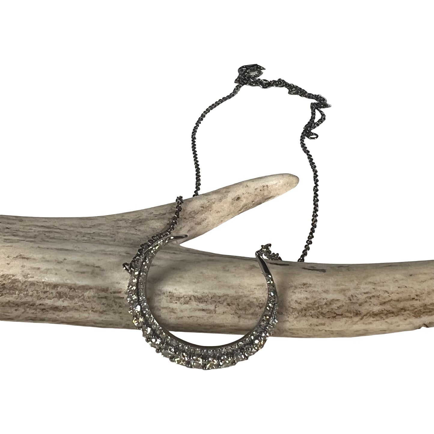 Large Oxidized Sterling silver crescent moon necklace