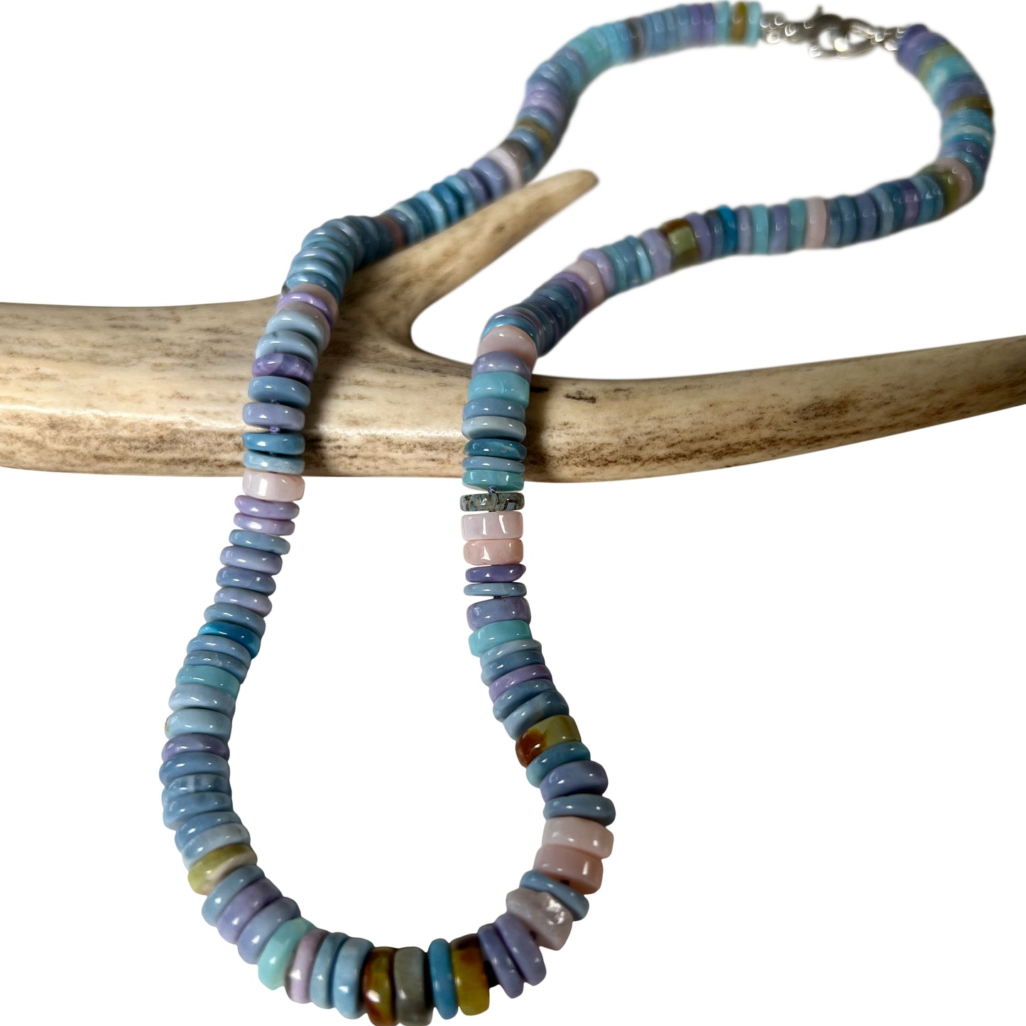 Multi hued opal heishi necklace