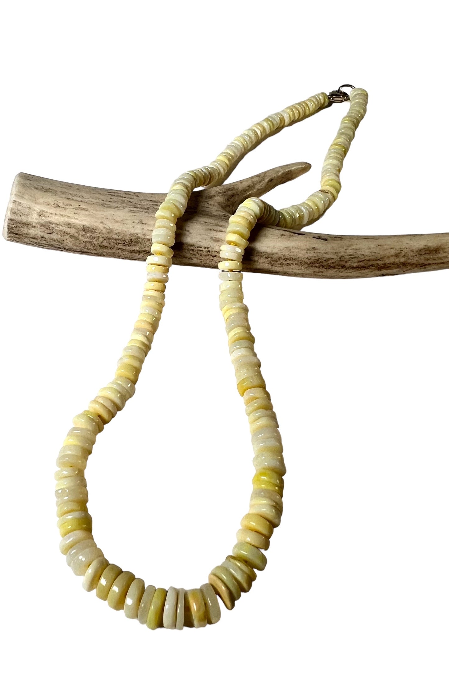 Pale yellow opal heishi necklace