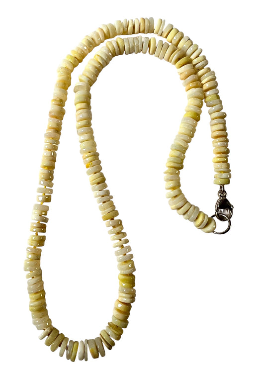 Pale yellow opal heishi necklace