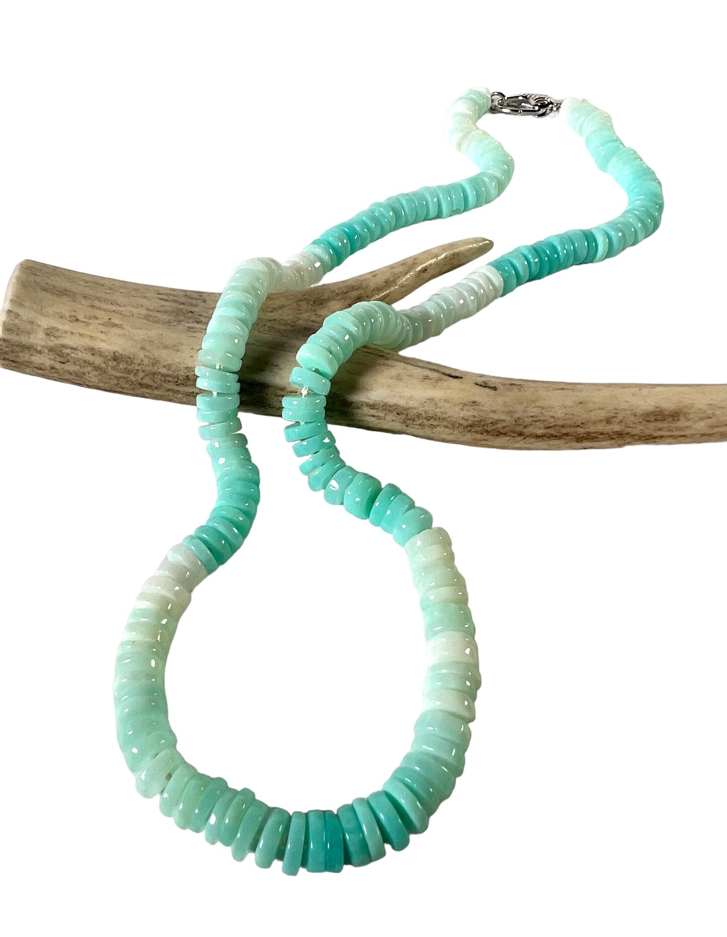 Vibrant minty green opal heishi  necklace