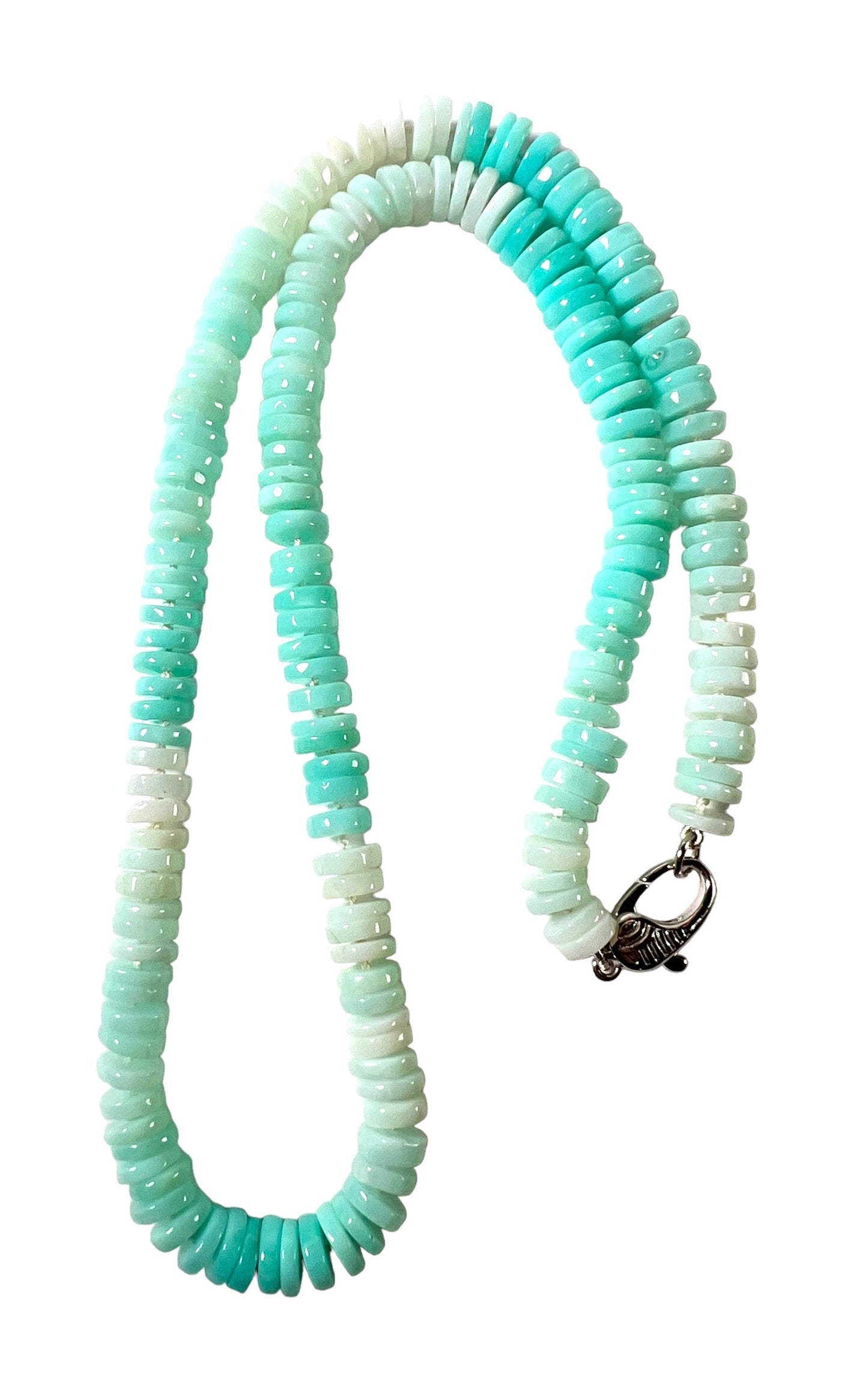 Vibrant minty green opal heishi  necklace
