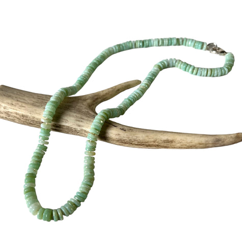 Pale green opal heishi necklace