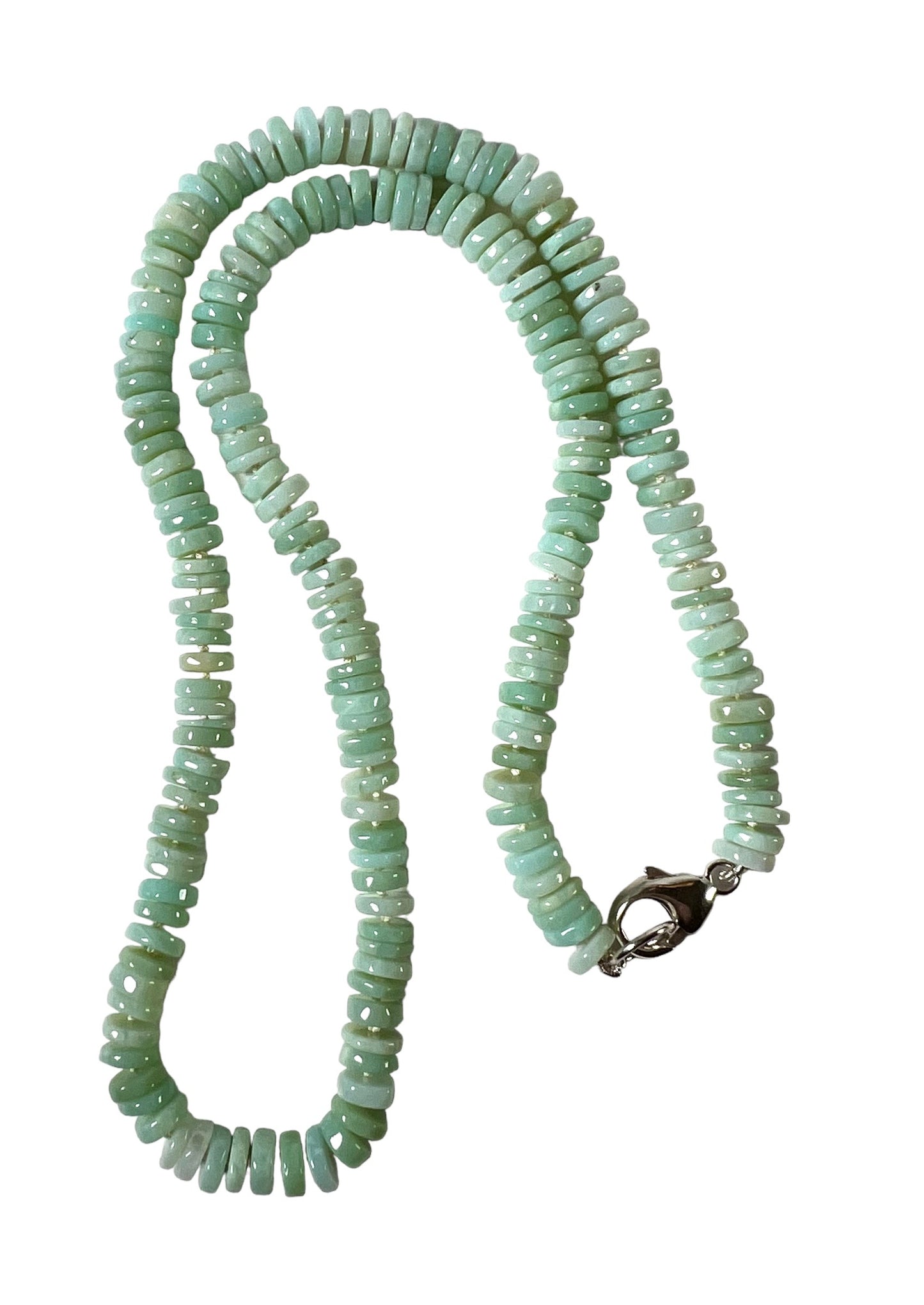 Pale green opal heishi necklace