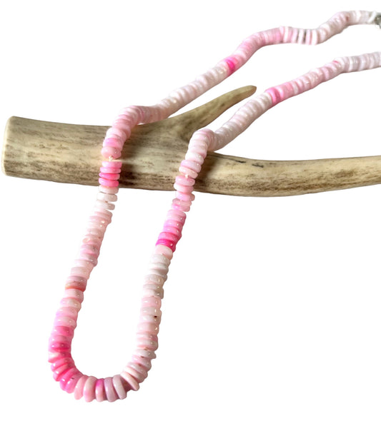 Vibrant pink ombre opal heishi necklace