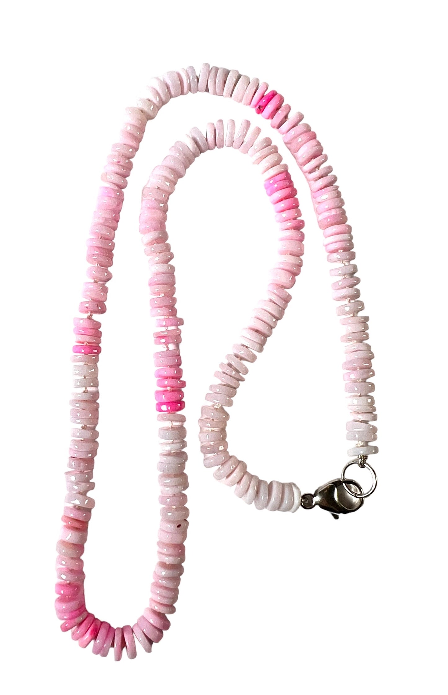 Vibrant pink ombre opal heishi necklace