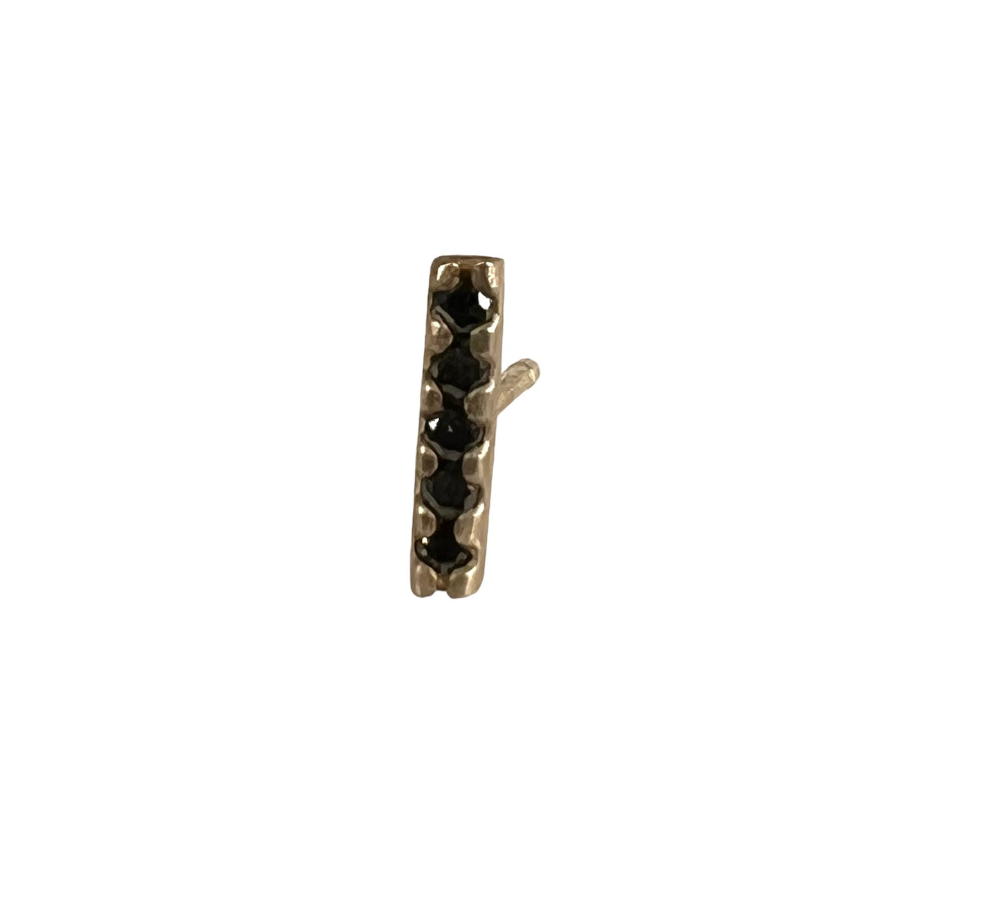 Single SS black diamond mini bar stud earring