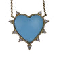 14k yellow gold turquoise & white diamond large heart necklace
