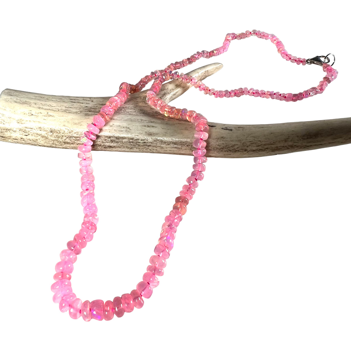 Neon pink Ethiopian opal necklace