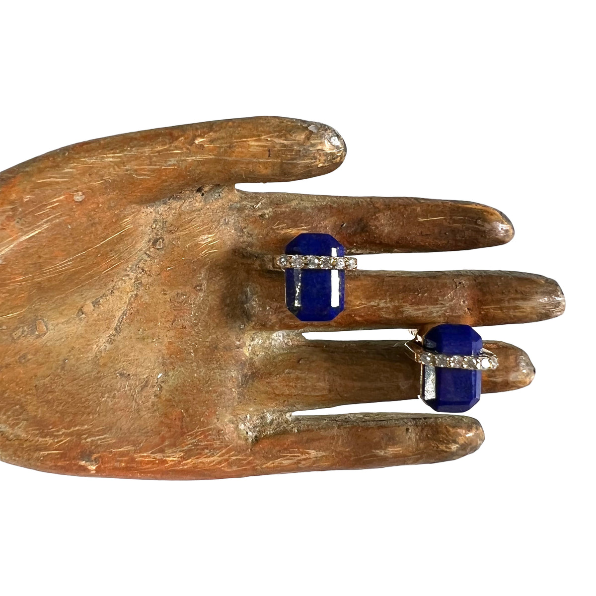 Lapis and diamond stud earrings